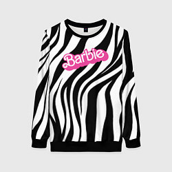 Свитшот женский Ретро Барби - паттерн полосок зебры, цвет: 3D-черный