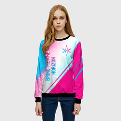 Свитшот женский Bring Me the Horizon neon gradient style вертикаль, цвет: 3D-черный — фото 2