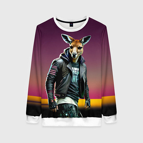 Женский свитшот Cool kangaroo - ai art / 3D-Белый – фото 1