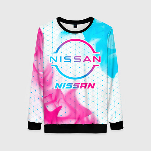 Женский свитшот Nissan neon gradient style / 3D-Черный – фото 1