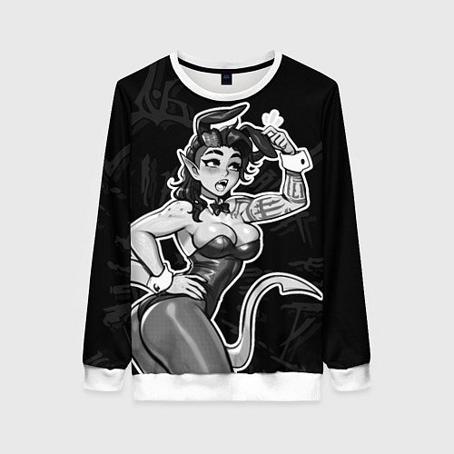 Женский свитшот Карлах в костюме зайки - baldurs gate / 3D-Белый – фото 1