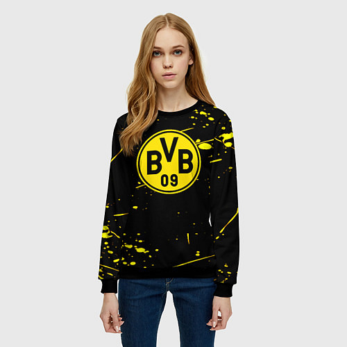 Женский свитшот Borussia yellow splash / 3D-Черный – фото 3