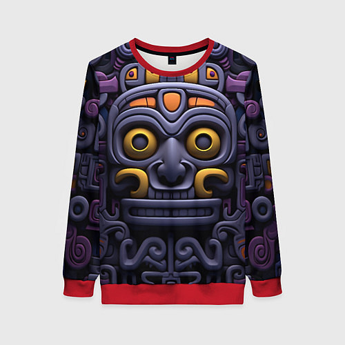 Женский свитшот Орнамент в стиле ацтеков / 3D-Красный – фото 1