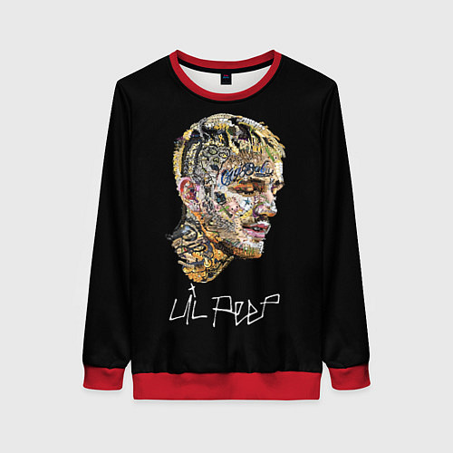 Женский свитшот Lil Peep mosaic rap / 3D-Красный – фото 1