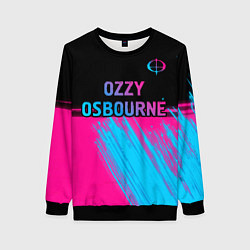 Свитшот женский Ozzy Osbourne - neon gradient посередине, цвет: 3D-черный