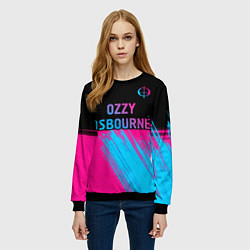 Свитшот женский Ozzy Osbourne - neon gradient посередине, цвет: 3D-черный — фото 2