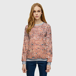 Свитшот женский Кирпичная стена узор, цвет: 3D-меланж — фото 2