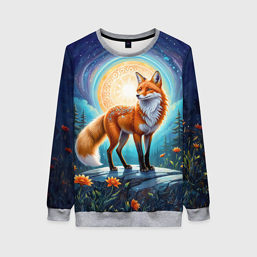 Женский свитшот Мистическая лиса тотем лисы / 3D-Меланж – фото 1