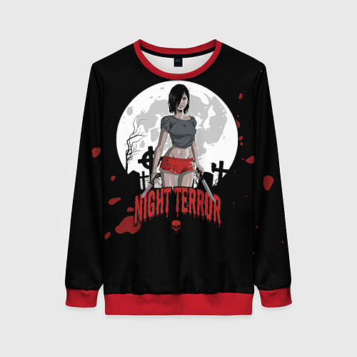 Женский свитшот Ночной ужас Хеллоуина / 3D-Красный – фото 1