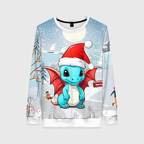 Женский свитшот Милый дракончик новый год / 3D-Белый – фото 1