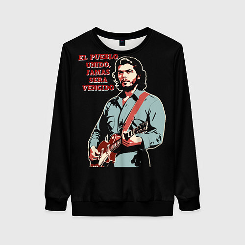 Женский свитшот Че Гевара с гитарой / 3D-Черный – фото 1
