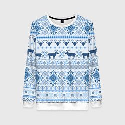 Женский свитшот Blue sweater with reindeer