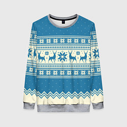 Женский свитшот Sweater with deer on a blue background