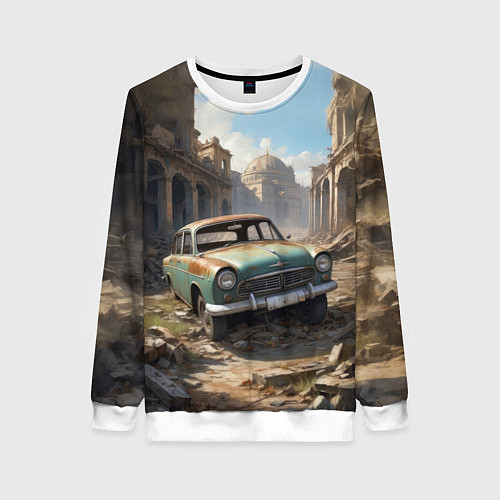 Женский свитшот Брошенный автомобиль / 3D-Белый – фото 1