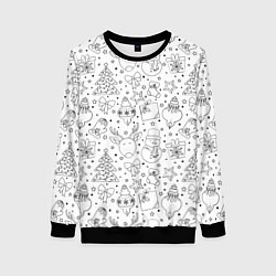 Женский свитшот Черно-белый новогодний патерн