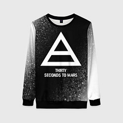 Женский свитшот Thirty Seconds to Mars glitch на темном фоне