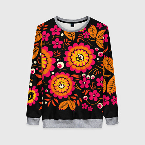 Женский свитшот Хохлома параноидальная / 3D-Меланж – фото 1