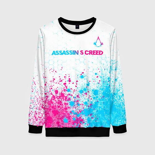 Женский свитшот Assassins Creed neon gradient style посередине / 3D-Черный – фото 1