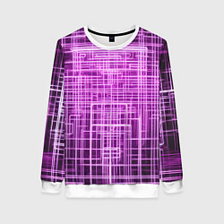 Свитшот женский Фиолетовые неоновые полосы киберпанк, цвет: 3D-белый