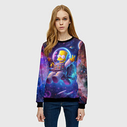 Свитшот женский Барт Симпсон с лазерным пистолетом в космосе, цвет: 3D-черный — фото 2