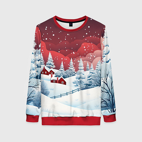 Женский свитшот Искрящийся новогодний воздух / 3D-Красный – фото 1