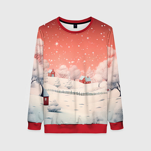 Женский свитшот Волшебство новогодней ночи / 3D-Красный – фото 1