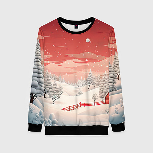 Женский свитшот Завораживающий зимний пейзаж / 3D-Черный – фото 1