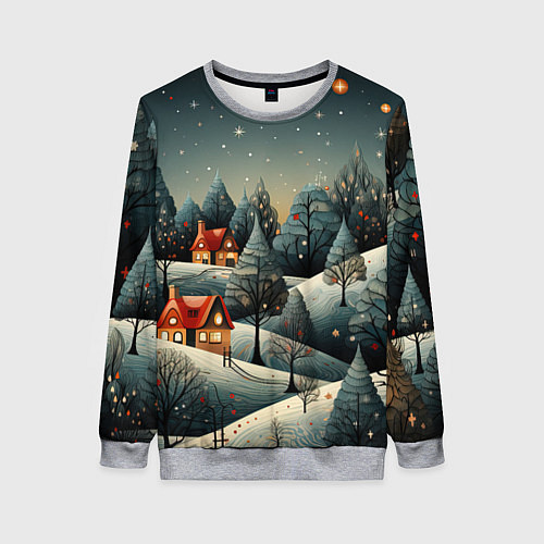 Женский свитшот Зимние развлечения на природе / 3D-Меланж – фото 1