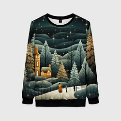 Женский свитшот Зима в городе ожидание праздника