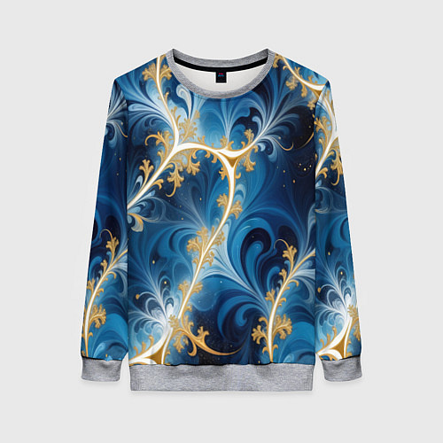 Женский свитшот Глубокая синева и золотые узоры / 3D-Меланж – фото 1