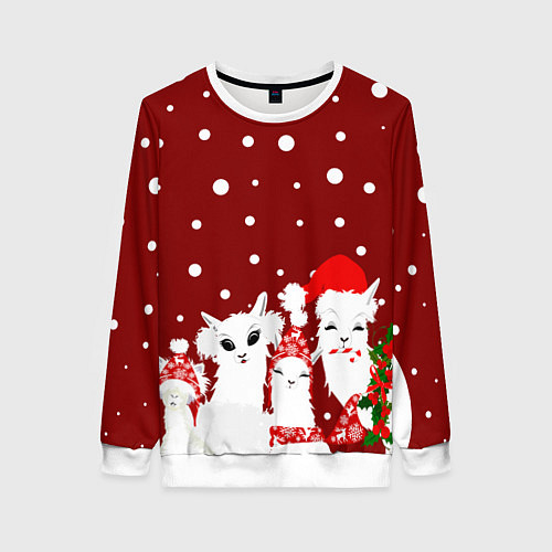 Женский свитшот Семья ламы / 3D-Белый – фото 1