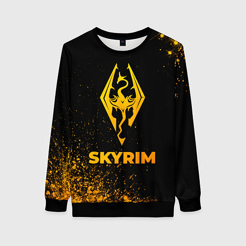 Женский свитшот Skyrim - gold gradient / 3D-Черный – фото 1