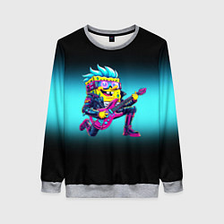 Свитшот женский Sponge Bob - rock guitarist - ai art, цвет: 3D-меланж