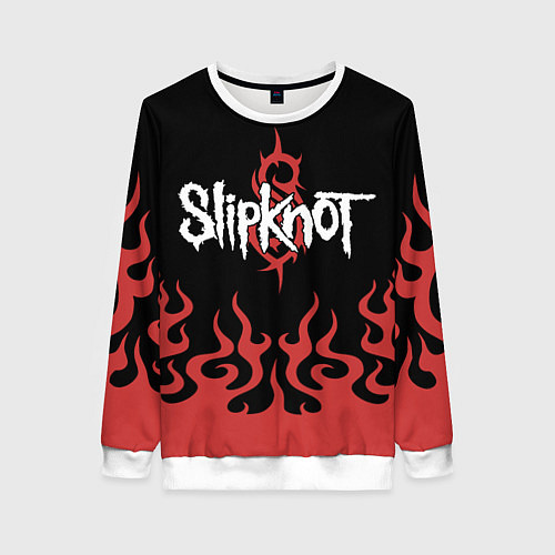 Женский свитшот Slipknot в огне / 3D-Белый – фото 1