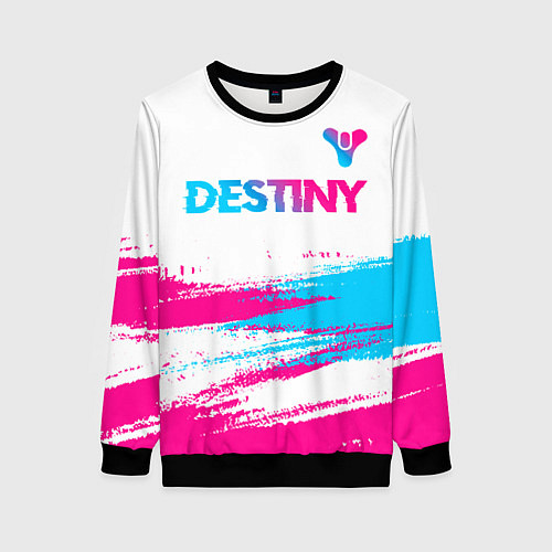 Женский свитшот Destiny neon gradient style посередине / 3D-Черный – фото 1