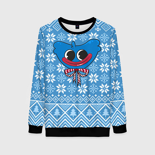 Женский свитшот Huggy Wuggy christmas sweater / 3D-Черный – фото 1