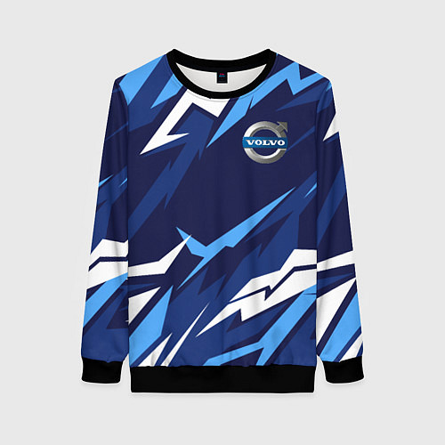 Женский свитшот Вольво - синяя абстракция / 3D-Черный – фото 1