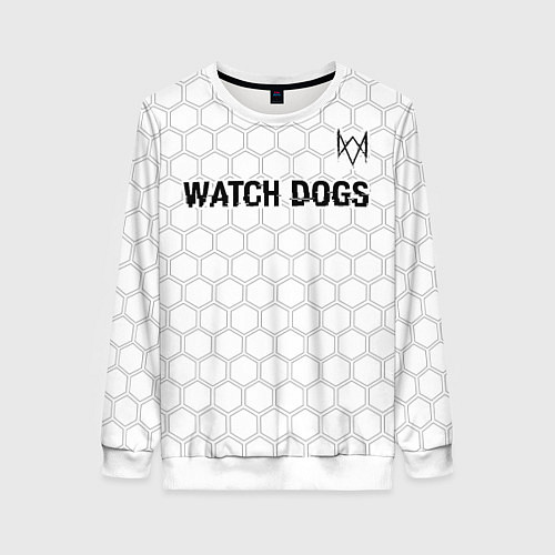 Женский свитшот Watch Dogs glitch на светлом фоне посередине / 3D-Белый – фото 1