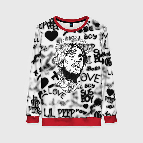 Женский свитшот Lil peep автограф / 3D-Красный – фото 1