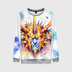 Женский свитшот Агрессивный оранжевый робот акварель