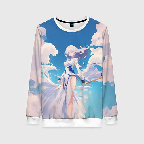 Женский свитшот Девушка на фоне неба / 3D-Белый – фото 1