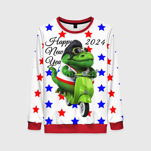 Женский свитшот Крутой дракон на скутере 2024 / 3D-Красный – фото 1