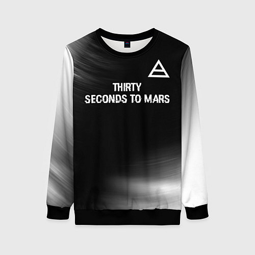 Женский свитшот Thirty Seconds to Mars glitch на темном фоне посер / 3D-Черный – фото 1