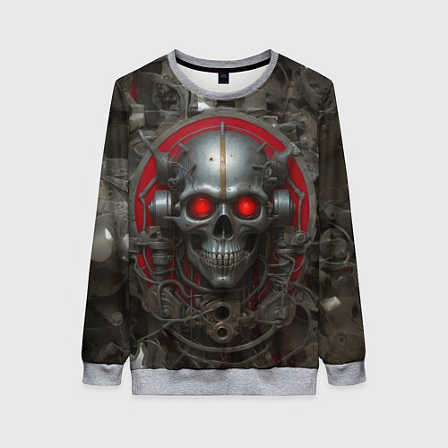 Женский свитшот Металлический череп / 3D-Меланж – фото 1