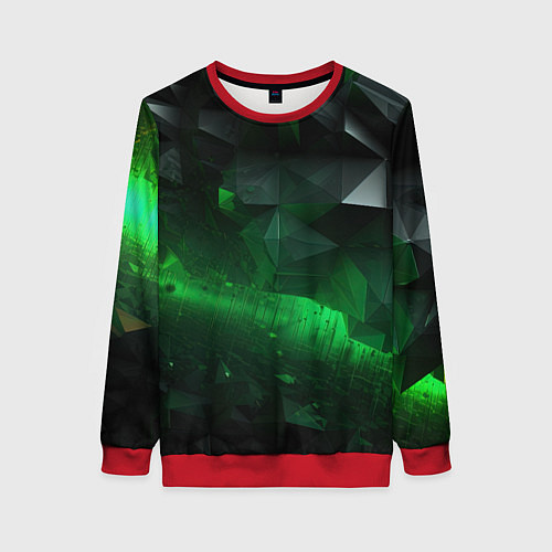 Женский свитшот Асимметрия зеленого узора / 3D-Красный – фото 1