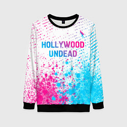 Женский свитшот Hollywood Undead neon gradient style посередине