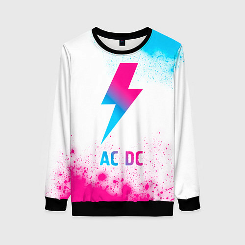 Женский свитшот AC DC neon gradient style / 3D-Черный – фото 1