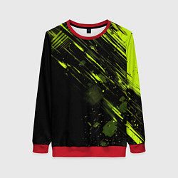 Свитшот женский Зеленая краска на черном фоне, цвет: 3D-красный