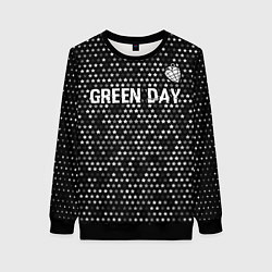 Свитшот женский Green Day glitch на темном фоне посередине, цвет: 3D-черный