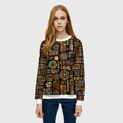 Свитшот женский Африканский этнический орнамент, цвет: 3D-белый — фото 2
